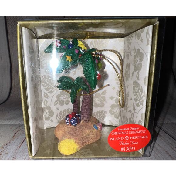 NWB 1999 Hawaiian Designer Island Heritage Santa Under Palm Tree #13070 Ornament - Picture 5 of 5